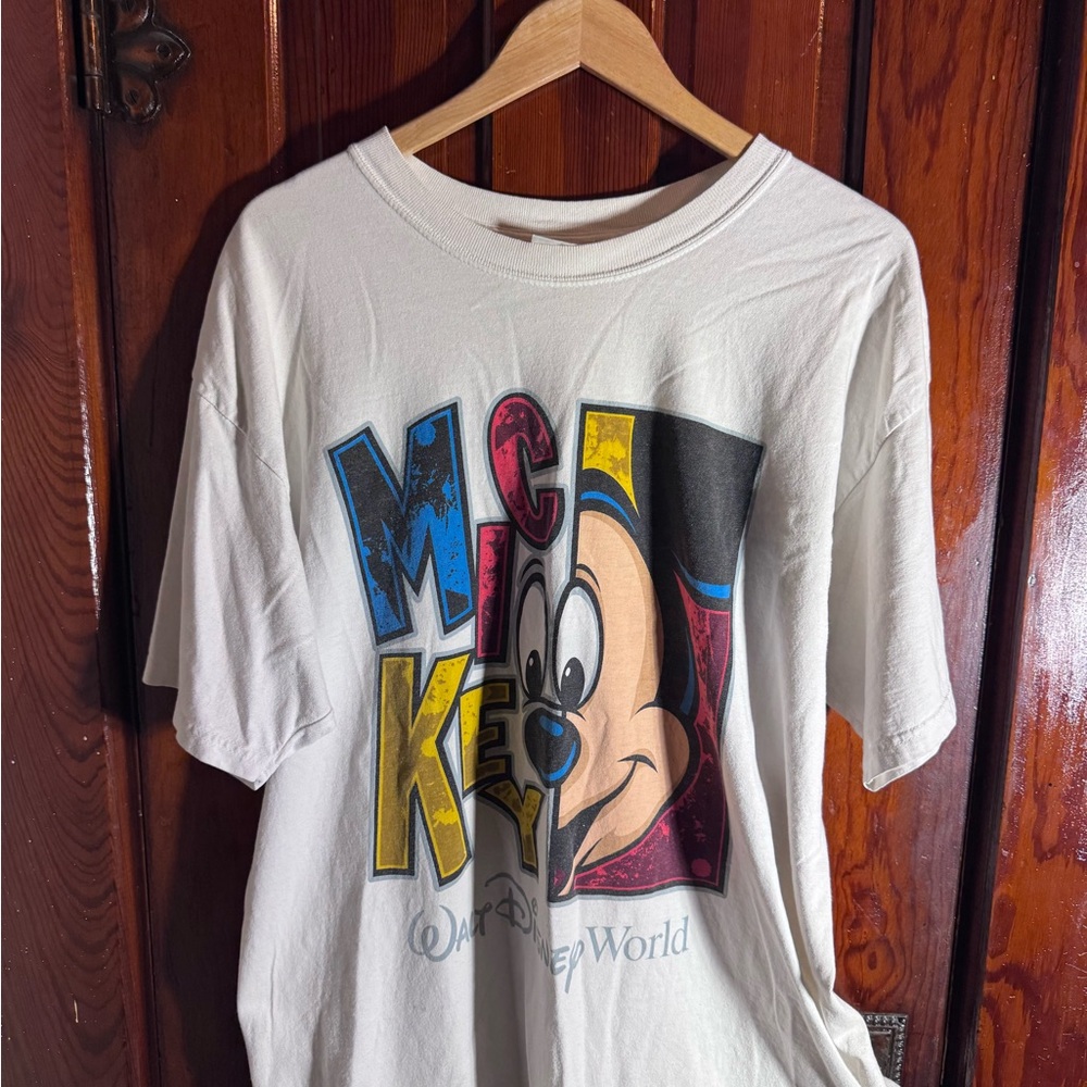 Disney White T-Shirt with Mickey Mouse Tag